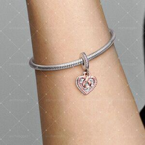 Pandora Two-tone Infinity Heart Double Dangle Charm